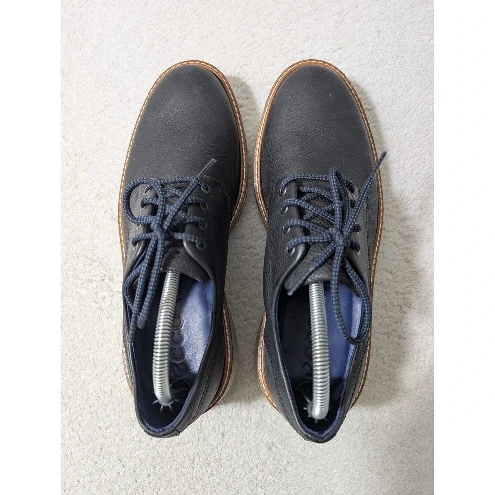 Ecco Hybrid Derby Shoes Mens 42 Blue Pebbled Leather Lace Up‎ Casual 511844